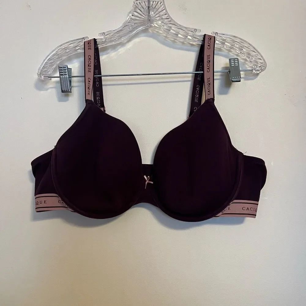 Cacique Women's Dark Purple Bra with Pink Accents
